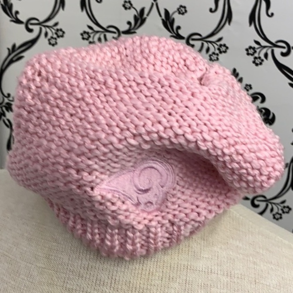 NWT NFL Rams pink crochet beanie embroidered logo